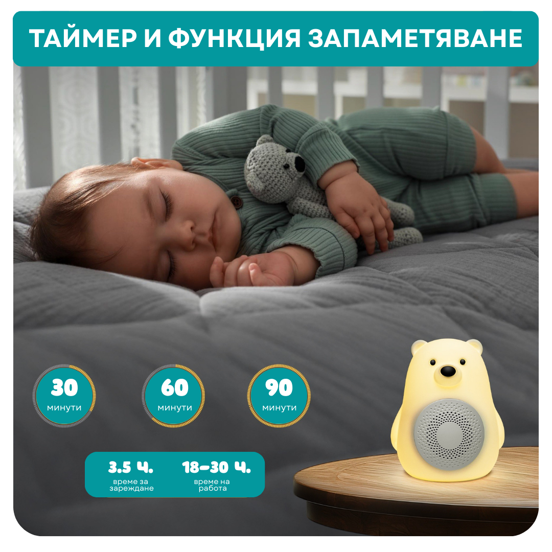 Машина за бял шум UB TEDDY, портативна + БОНУС наръчници
